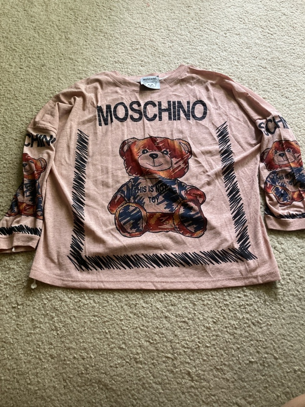 Moschino Pink Teddy Graphic Long Sleeve Top
